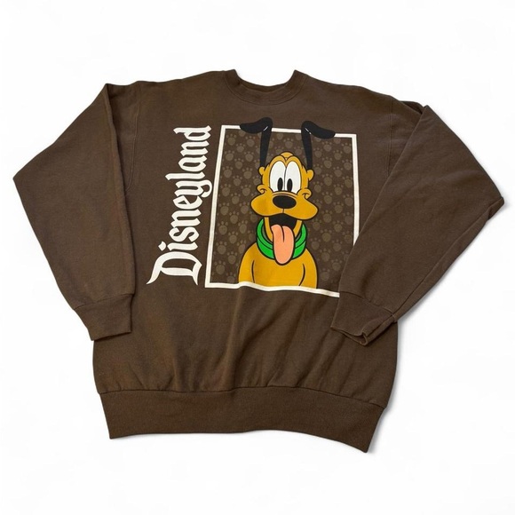 Disney Hanes Crewneck Sweatshirt Pluto Character Graphic Brown Small - Picture 2 of 10